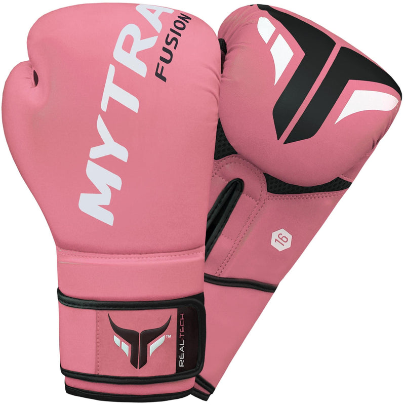 Mytra Fusion Boxing Gloves Men Women Kickboxing Gloves MMA Muay Thai Gloves 8-oz 10-oz 12-oz 14-oz 16-oz Training Workout Punching Gloves Pink