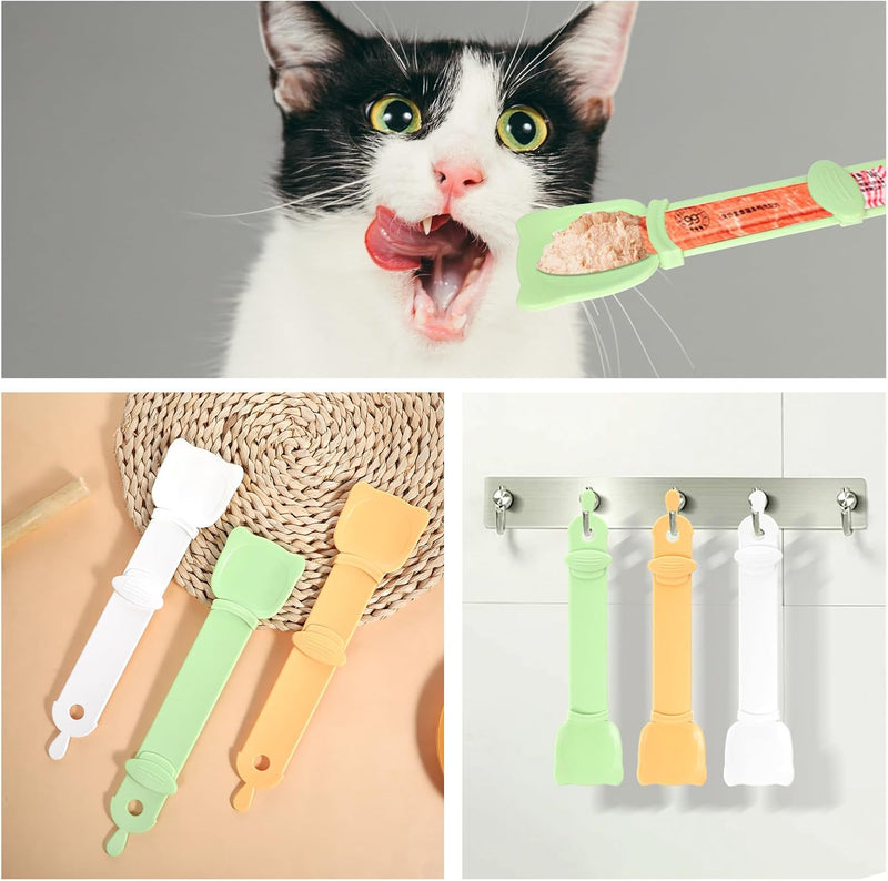 3Pcs Cat Strip Feeder, Cat Treat Dispenser, Happy Cat Wet Food Spoon, Cat Squeeze Treats for Cat Lickable Liquid Snack, Cat Feeding Food Storage - BeesActive Australia