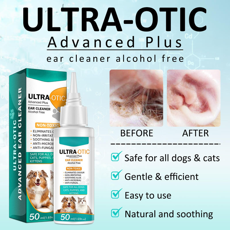 Cat & Dog Ear Infection Treatment Drops, Ear Disinfection, Kills bacteria, Stops Odours, Scratching & Discomfort, Veterinary-grade, for Dogs, Cats & all other animals