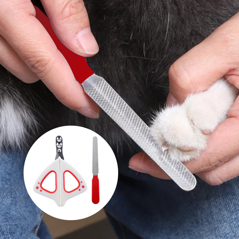 AOZUO Cat Claw Scissors with Protection, Cat Claw Cutter with 2 mm and 3 mm Hole, Professional Claw Scissors for Dogs Cats with Nail File Stainless Steel for Small Dogs Puppies Cats (Red) Red - BeesActive Australia