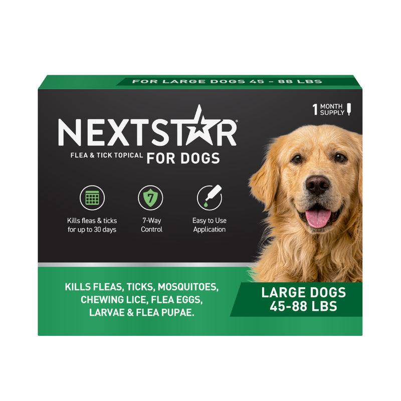 NEXTSTAR Flea and Tick Prevention for Dogs, Repellent & Control, Fast Acting Waterproof Topical Drops, Flea and Tick Prevention for Large Dogs, 1 Monthly Dose Large Dogs (45-88 lbs) 1 Dose
