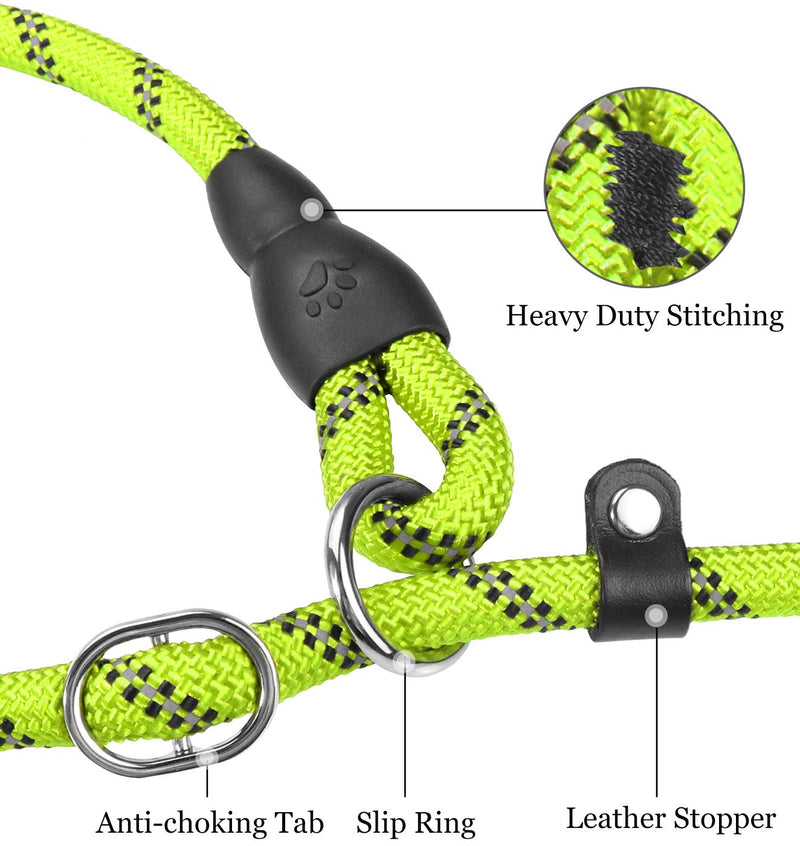 TagME Retriever Leash with Pull Stop, Reflective Rope Leash 185 cm Moxon Leash, Soft Padded Handle, 10 mm for Medium Dogs, Green 185 x 1 cm (Pack of 1) Green - BeesActive Australia