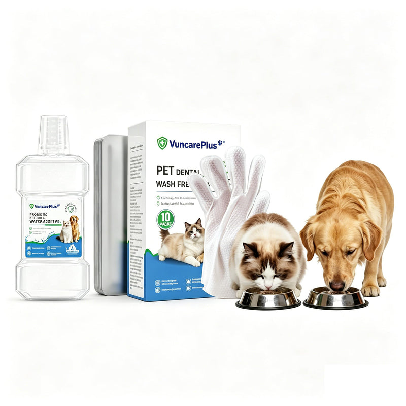 Dog & Cat Oral Care Bundle – Dental Water & Pet Cleaning Gloves Set for Daily Mouth Freshness & Gentle Grooming