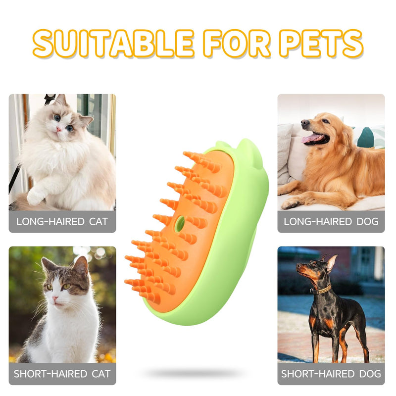 Cat Steam Brush for Shedding Rechargeable Cat Brush with Steam Self Cleaning 3in1 Cat Hair Brush with 2Gears Cat Grooming Brush for Long and Short Hair of Cat and Dog-Green Green - BeesActive Australia