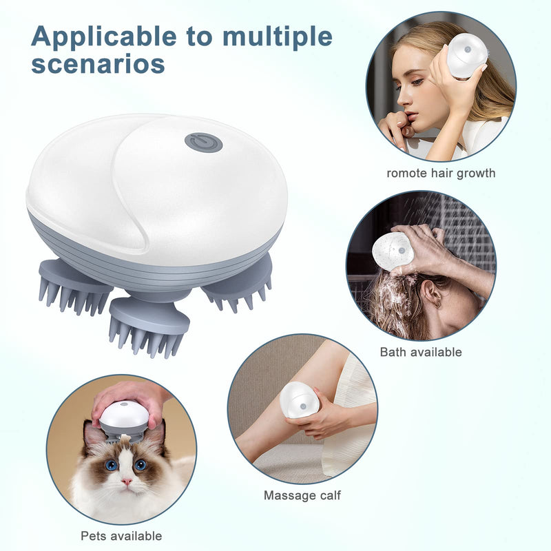 Upgraded Handheld Pet Massager for Dogs and Cats, Electric Cat Massager Dog Massager, with 4 Rotatable Massage Heads, Three Modes, for Relieving Tight Stiffness Muscles, Promote Bonding White - BeesActive Australia