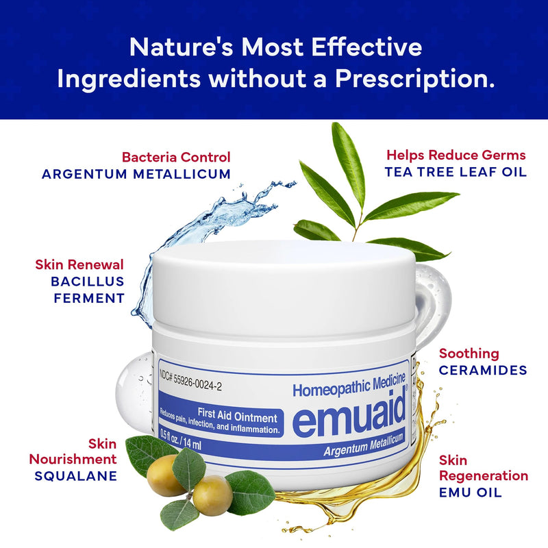 emuaid Ointment for Eczema and Psoriasis Relief, Reduces Itching, Pain, Swelling, Regular Strength Treatment for 100+ Skin Conditions, Steroid and Chemical-Free, Suitable for All Ages, 0.5oz 0.5 Ounce - BeesActive Australia