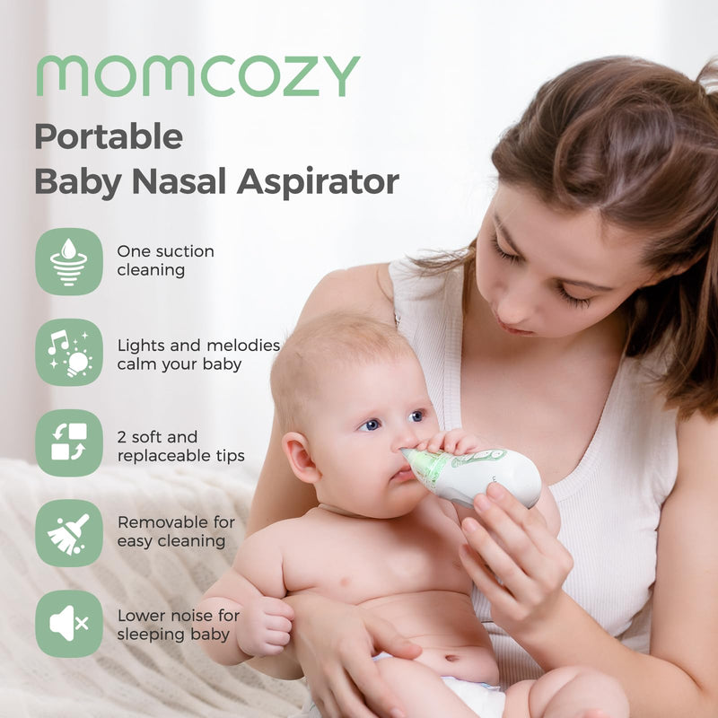 Momcozy Baby Nasal Aspirator, 3 Suction Levels Electric Nasal Aspirator for Baby, Newborn and Toddler, Portable Baby Nose Aspirator with Light Soothing and Music - BeesActive Australia