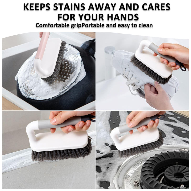 Scrub Brush, Scrubbing Cleaning Brushes, Heavy Duty Cleaning Brushes with Handle, for Shower, Bathroom, Carpet, Kitchen and Bathtub Scrubber, 2 Pack (Grey) Gray - BeesActive Australia