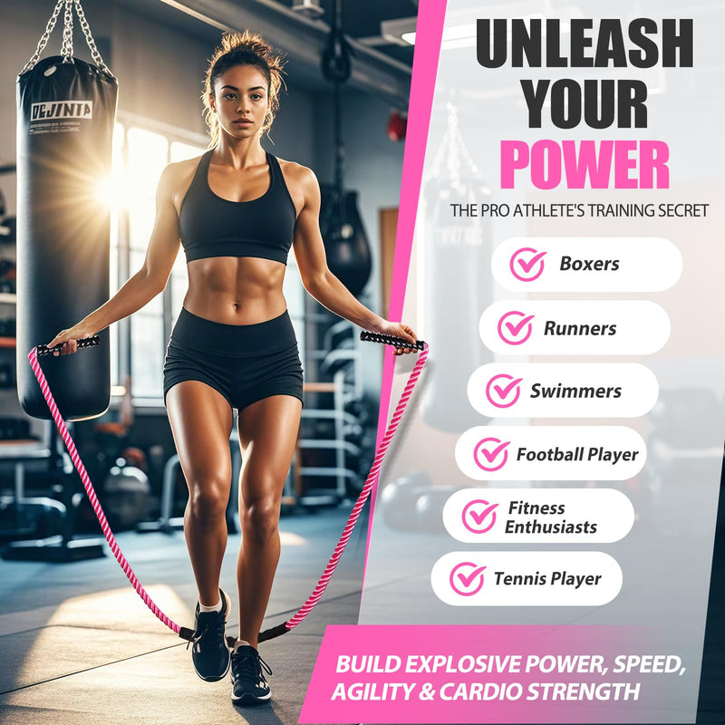 Jump Rope, Weighted Jump Rope for Women, Heavy Jump Ropes for Fitness, Home Gym Exercise Equipment, Adult Skipping Rope for Improve Strength, Weight Loss, Boxing Training,Total Body Workout Equipment Pink 1.5lb