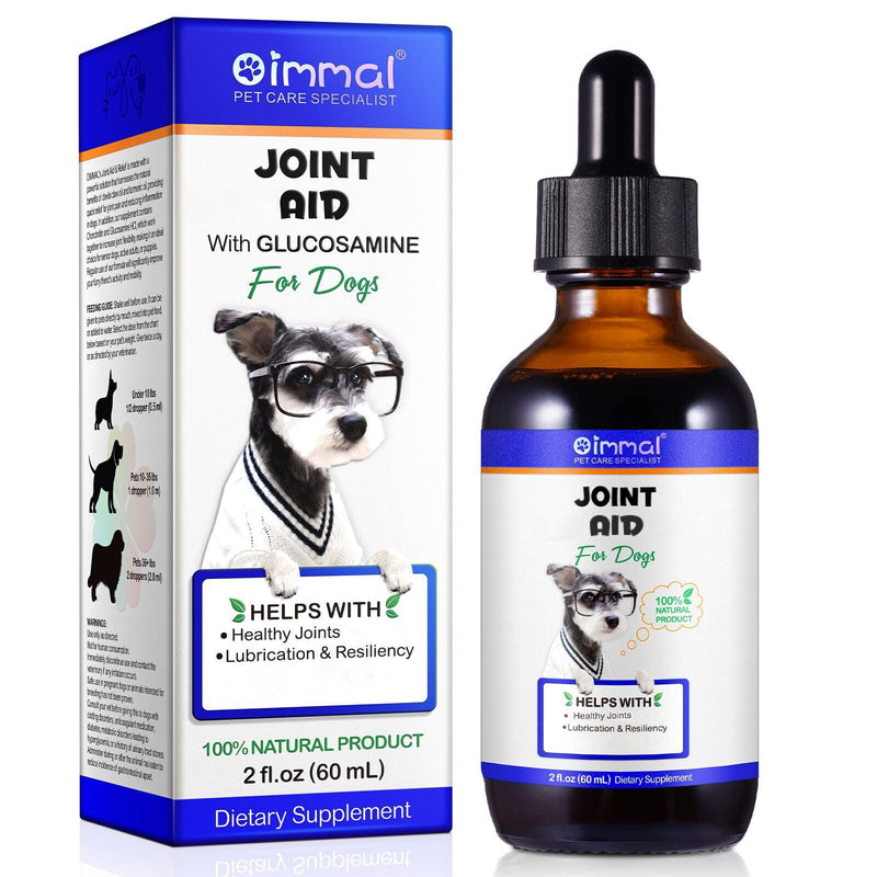 Joint & Hip Supplement with Glucosamine for Dog, Joint Aid Liquid Drops with Chondroitin & Turmeric Oil for Joints Comfort & Mobility Support, Pet Supplement for Older & Stiff Dog, Beef Flavor - 60 ml 2 fl oz