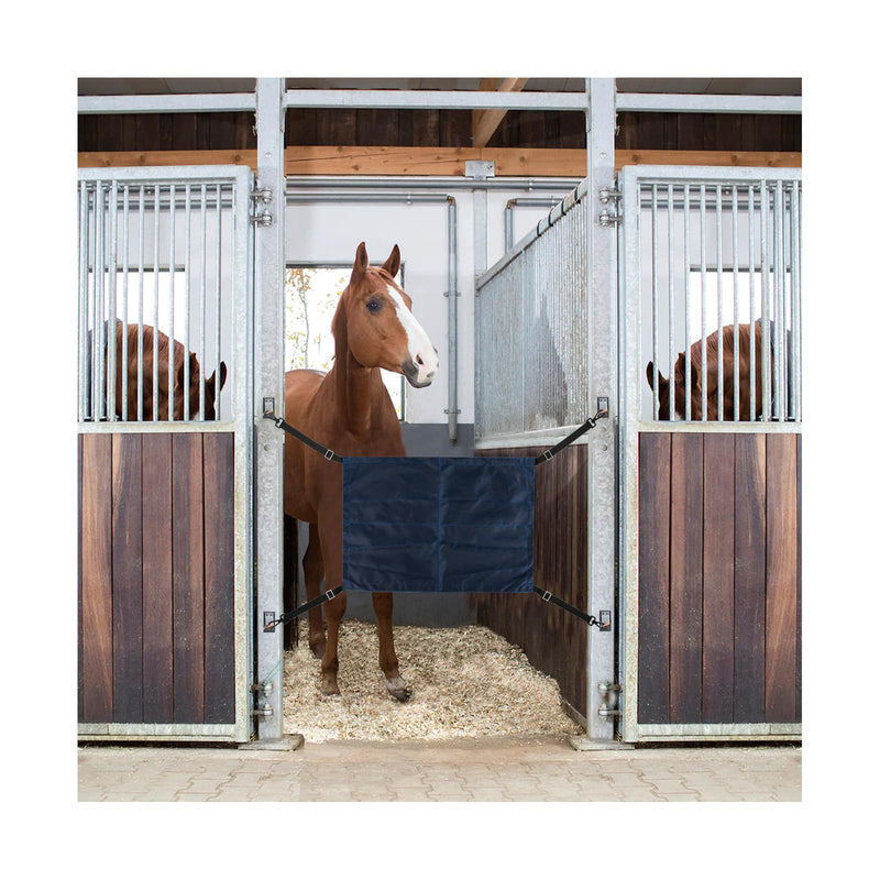 Horse Stall Guard with Swivel Snap Hook,Horse Stall Aisle Guard Fence with Ajustable Straps Strong Metal Push Gate Clip Equestrian Products Blue - BeesActive Australia