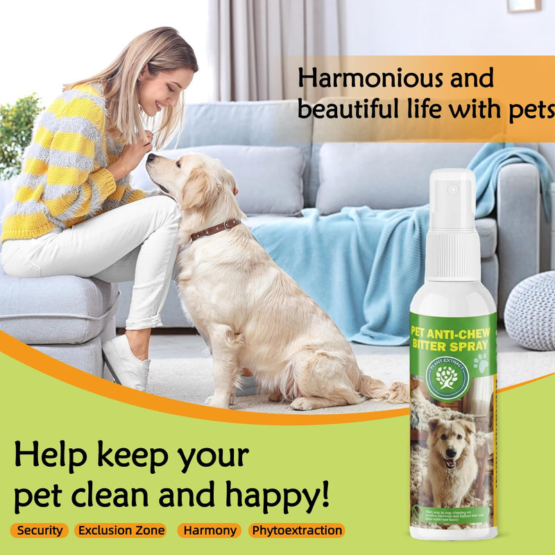 Bitter Apple Spray for Dogs to Stop Chewing - Effective No Chew Spray for Dogs & Cats - Natural Sour Apple Spray -Professional Anti Chew Training Deterrent- 4oz (120ml)