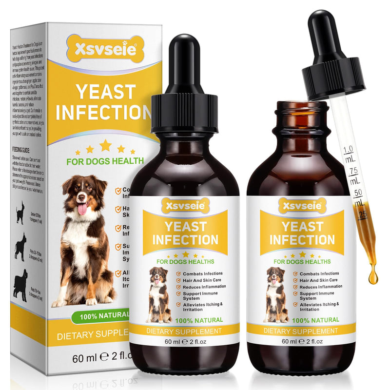 Natural Yeast Infection Treatment for Dogs - 120ml, Dog Ear Infection Relief, Itchy Dog Skin Relief, Reduces Inflammation & Boosts Immunity,100% Herbal Formula with Bacon Flavor (2Pcs) 2Pcs Green