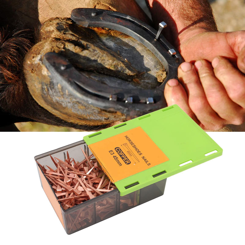 Mxzzand 250Pcs Horseshoe Nails Copper Plating Shoeing Nails with Plastic Box for Raise Livestock(E3 45mm/1.77in) E3 45mm/1.77in - BeesActive Australia