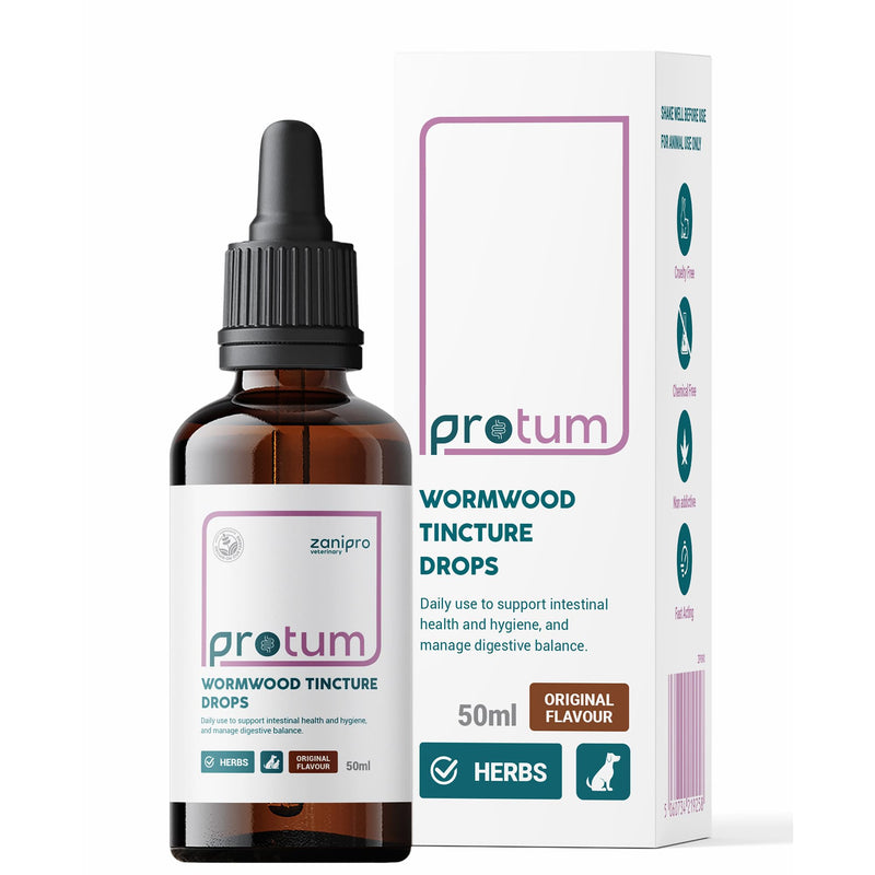 Wormwood Drops for Dogs - Herbal Digestive Supplement for Dogs & Cats, 100% Natural Botanical Liquid with Wormwood, Quassia & Black Walnut, Supports Digestive Balance & Gut Health | 50ml