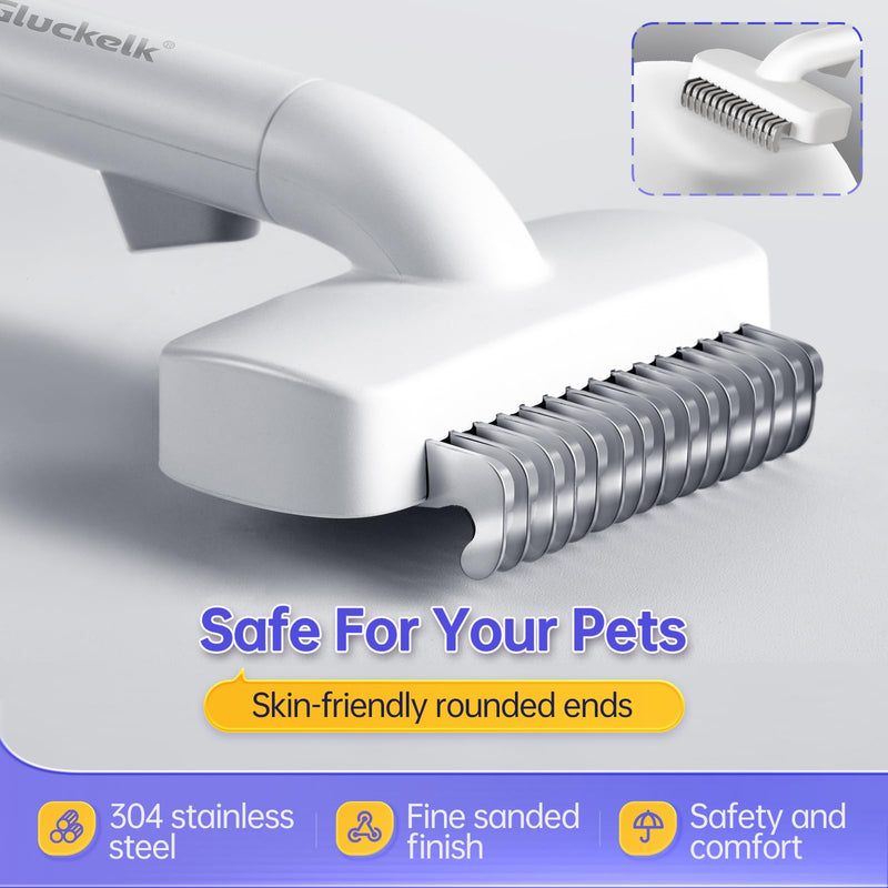 Cat Grooming Rake with One-Click Button, Pet Brush, Suitable for Long Haired Cats, Small and Medium Dogs, Brush for Grooming Shedding, Remove Loose and Matted Fur, Pet Grooming Undercoat Rake - BeesActive Australia