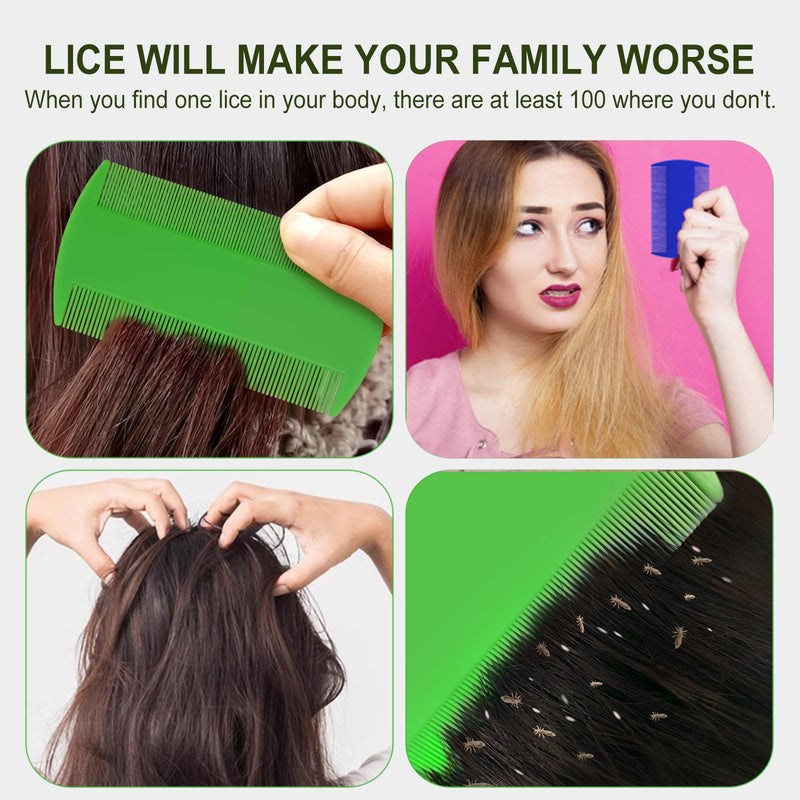 6 Pcs Head Hair Comb, Double Sided Fine Tooth Comb, Flea Lice Comb for Dandruff Removal, for Adults and Children(6 Colors)