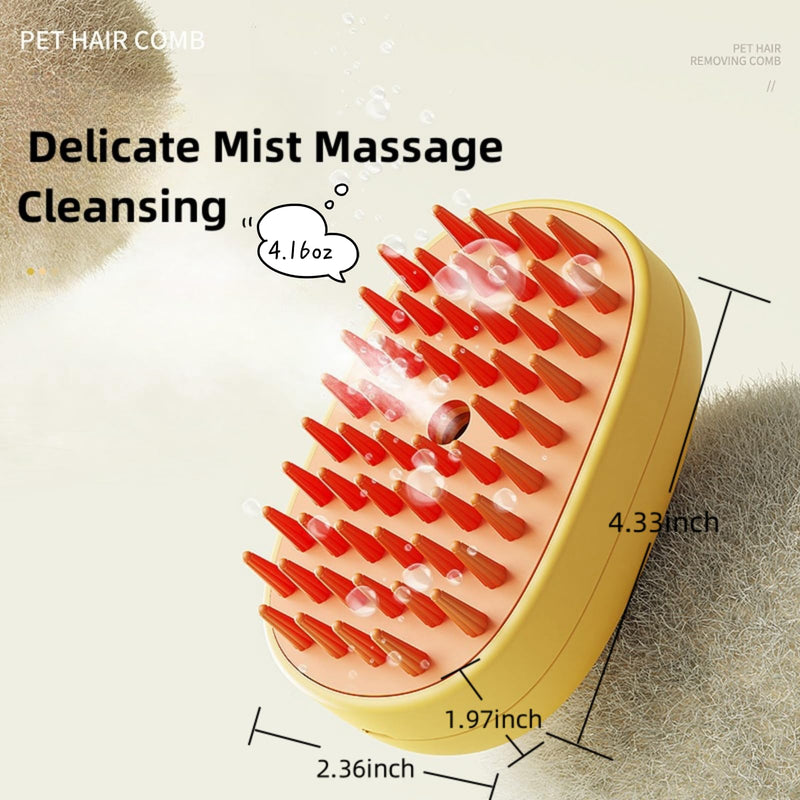 Cat Steam Brush, Dog Steam Brush,Silicone Steam Pet Brush, For Dogs, Cats Massage, Cleaning and removal of loose hair,Pet Hair Brush Grooming Tool, yellow - BeesActive Australia