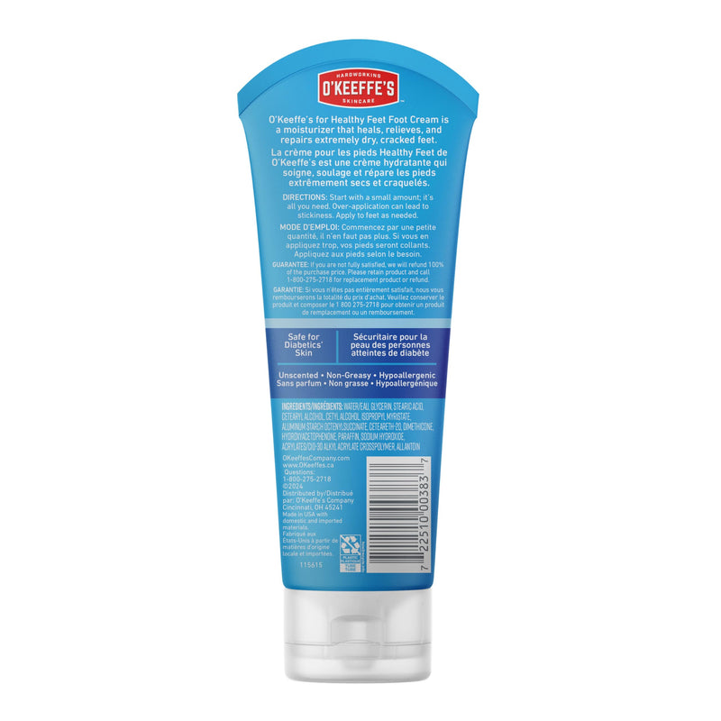 O'Keeffe's for Healthy Feet Foot Cream - 7 oz Tube (1 Pack) - Guaranteed Relief for Extremely Cracked, Dry Feet, Repairing Skincare, Instantly Boosts and Retains Moisture Levels 7 Ounce (Pack of 1) - BeesActive Australia