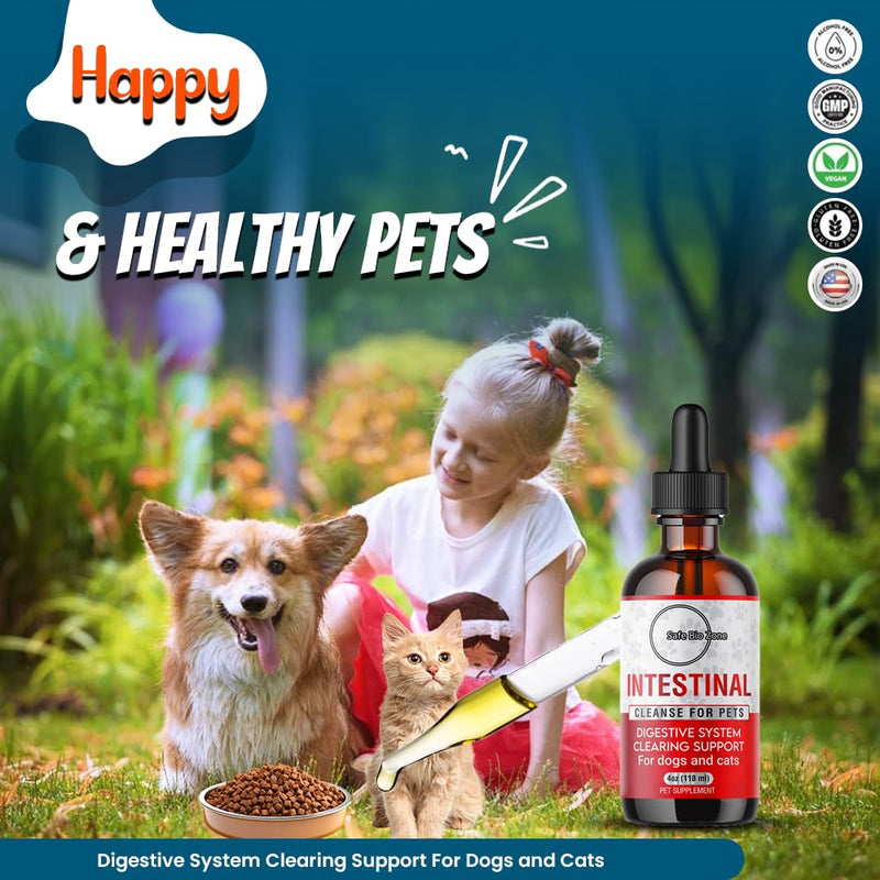 Safe Bio Zone- Intestinal Cleanse for Dogs and Cats, Digestive and Intestinal Support, Liquid Herbal Supplement for Gut, Health and Support, Promotes Beneficial Flora Growth, 4 Fl Oz - PawsPlanet Australia