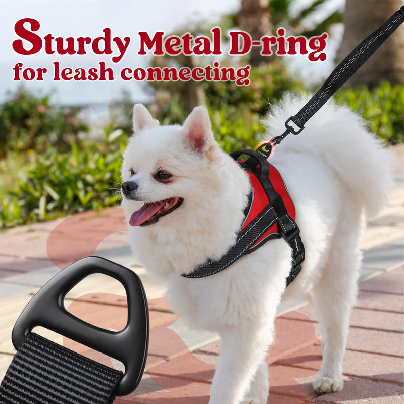 rabbitgoo Dog Harness Medium Sized, No Pull No Choke Pet Vest, Easy Wearing with One Buckle, Reflective, Adjustable Pet Harness with Molle for Walking, Training, Red, M - BeesActive Australia