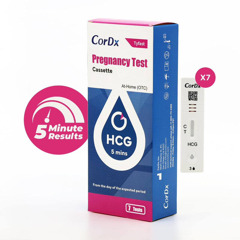 CorDx Early Detection Pregnancy Test Kit, Urine Tests for Easy At Home hCG Level Testing, Tester for Pregnant Women, Clear, Fast and Reliable Result with Over 99% Accuracy, 7 Pack Cassettes 1 Count (Pack of 7) - BeesActive Australia