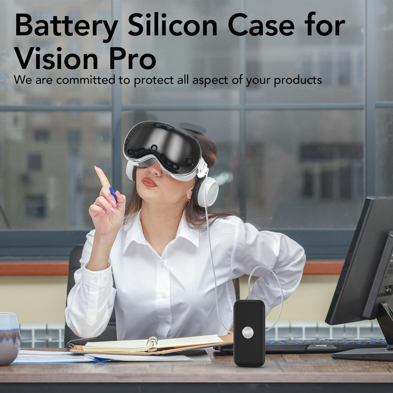 Compatible with Apple Vision Pro Battery Case,Silicone Apple VR Vision Pro Battery Protective Case Cover,Anti-Scratch,Fall-Proof and Soft Case for Apple Vision Pro Battery Accessories(Black) Black - BeesActive Australia