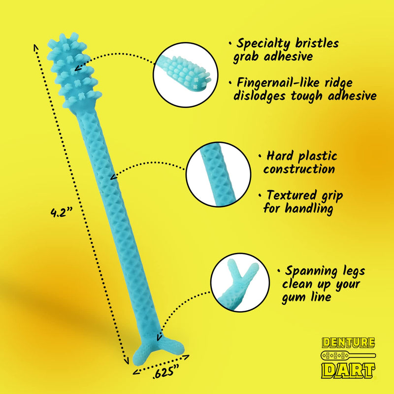 V3 Hard Plastic Denture Brush - Denture Gel Adhesive Remover - Remove Denture Gel Adhesive & Glue from Mouth & Gums, Oral Hygiene Product, Scraper w/Textured Grip and Rigid Bristles Red - BeesActive Australia
