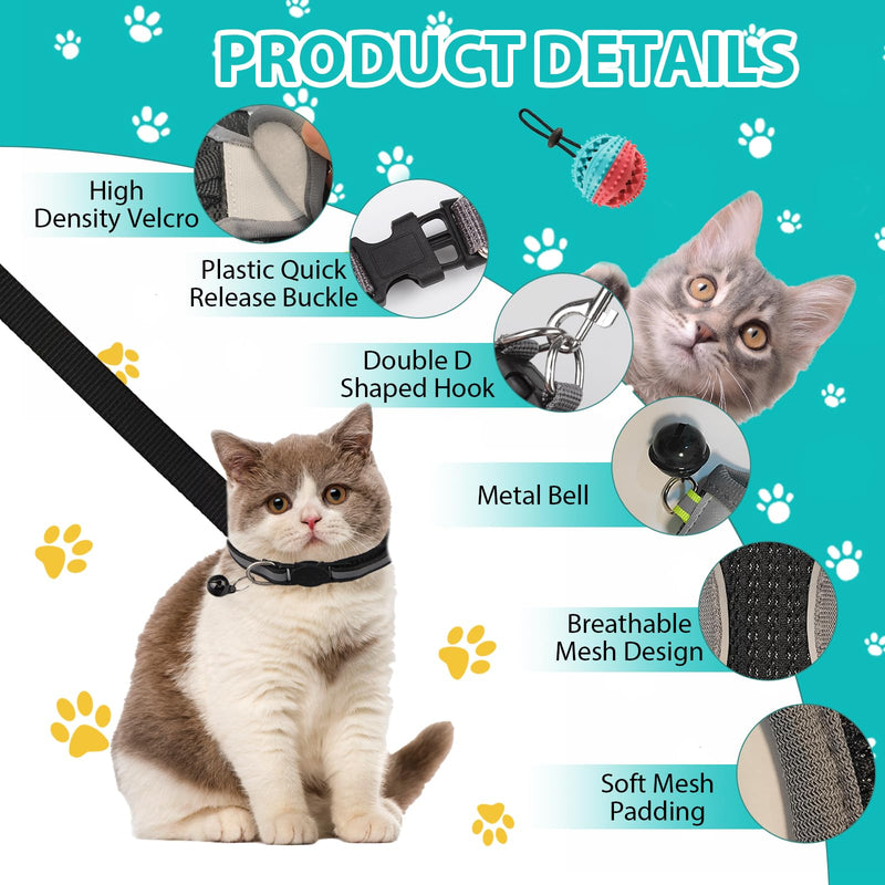 Cat harness escape-proof, cat harness set with leash, cat harness for walking, puppy harness with reflective and breathable for small and medium-sized cats, black (XS) XS - BeesActive Australia