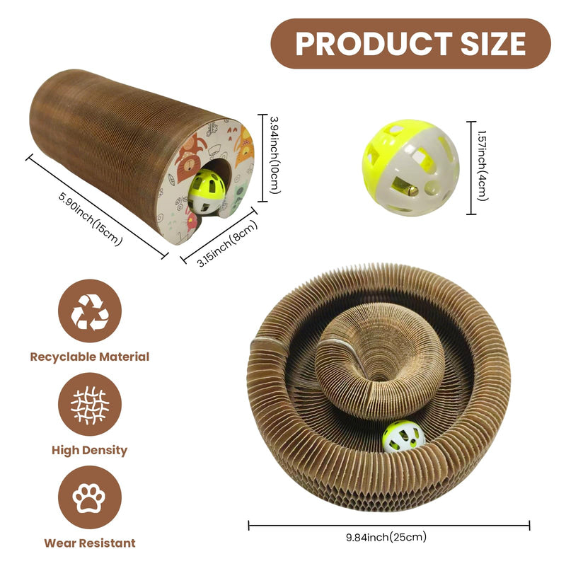 Corrugated Paper Cat Scratcher Track with Rolling Ball - Scratch-Resistant, Interactive, Pet-Safe for Feline Play & Claw Care Animal Print - BeesActive Australia