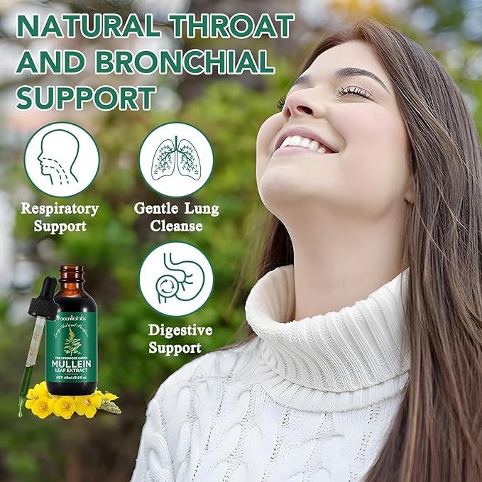 Mullein Drops for Lungs, 16-in-1 Mullein Leaf Extract for Lung Cleanse, Respiratory, Immunity, with Quercetin, Marshmallow, Black Cumin Seed, Elderberry, Mullein Liquid, Non-GMO, 2 Fl Oz 2 Fl Oz (Pack of 1) - BeesActive Australia