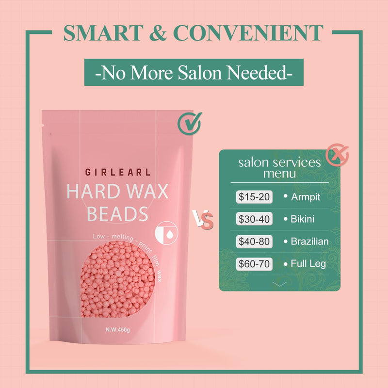 Hard Wax Beads, 1lb Wax Beans for Hair Removal Sensitive Skin with Rose Formula, Perfect for Full Body, Facial, Brazilian Bikini, and Legs at Home Wax Refill for Women Men (pink) A-Pink - BeesActive Australia
