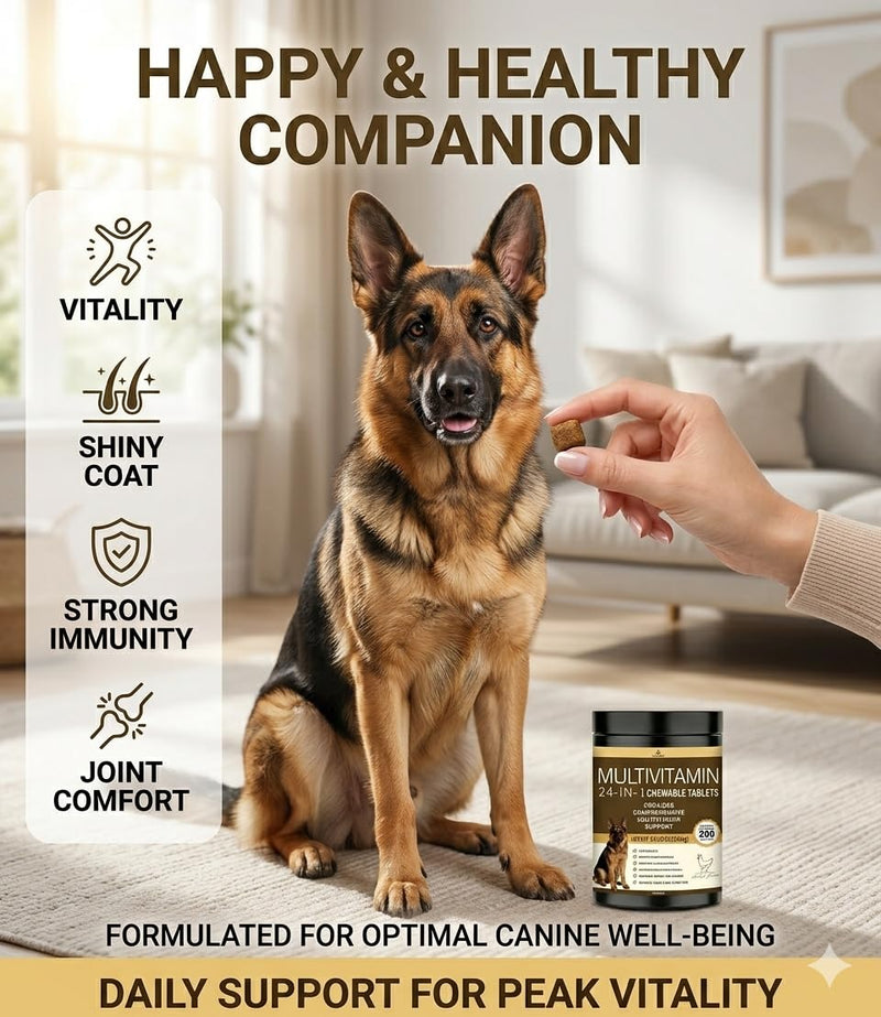 Dog Vitamins and Supplements-200 Ct Dog Multivitamin Chewables,Chondroitin,Salmon oil,Packed with Omega 3s,Probiotics,Glucosamine - Immune,Gut Health,Joint Support,Improve skin and hair health-Chicken