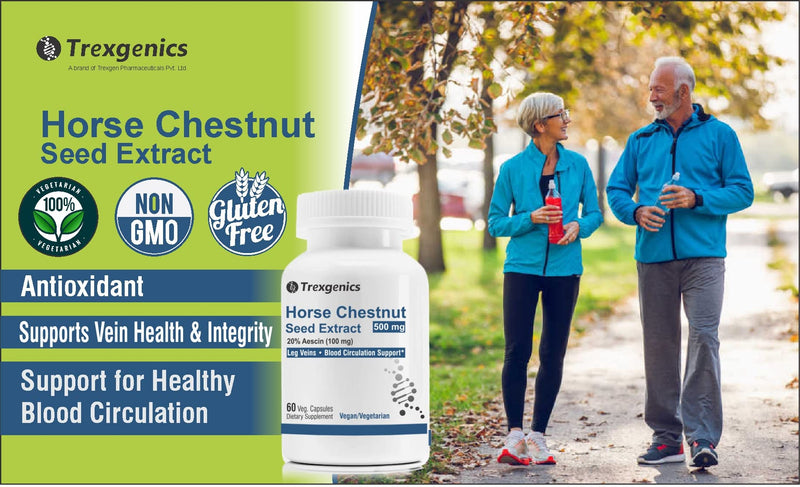Trexgenics® Horse Chestnut 500mg (20% aescin) (60 Veg Capsules) (1) - BeesActive Australia