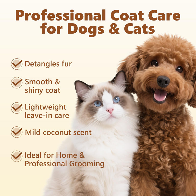 UNEK Pet Fur & Coat Oil 30ml, Leave-In Dog & Cat Conditioner, Coconut Scent, Anti-Tangle & Nourishing, Pet Grooming Product for Sensitive Skin & All Coat Types