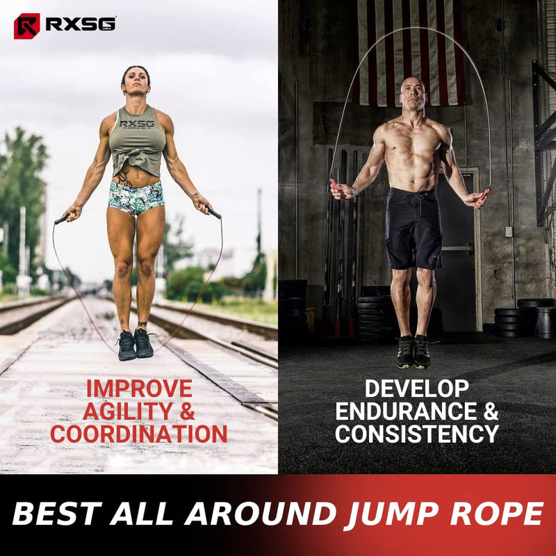 Rx Smart Gear Jump Rope - Black Ops Ergonomic Handles with Trans Black Cable Buff 3.4 | Jump Smart Weighted Speed Rope for Sports & Fitness, MMA, HIIT, Cardio Workout 8'0" - BeesActive Australia