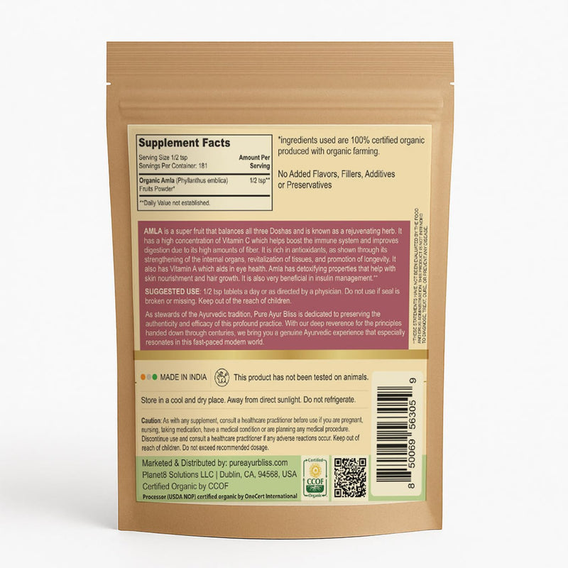 100% Organic Amla Powder, Ayurvedic Blend for Digestive Health, Immune Support, Vegan & Gluten-Free Nutrition, Natural Vitamin C Source for Hair, Skin, & Daily Wellness Vitality - 16oz 16 Ounce (Pack of 1)