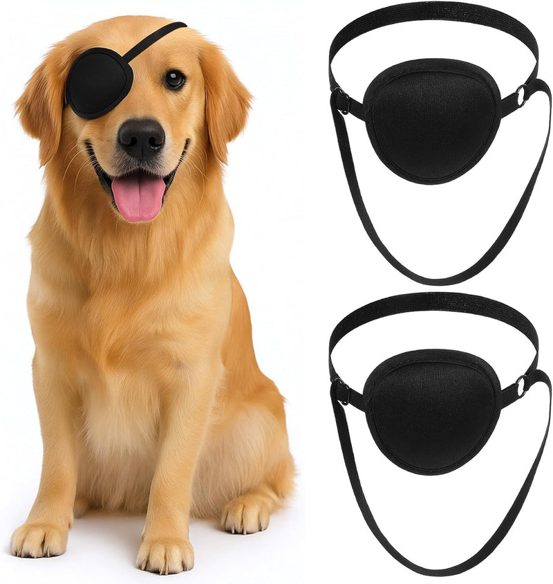 Dog Eye Patch, Adjustable Soft Eye Patches for Dogs Cats, 3D Groove Design Eye Covering for Post-Surgery Recovery and Eye Injuries, Fit Small Medium Large Breeds 2PCS