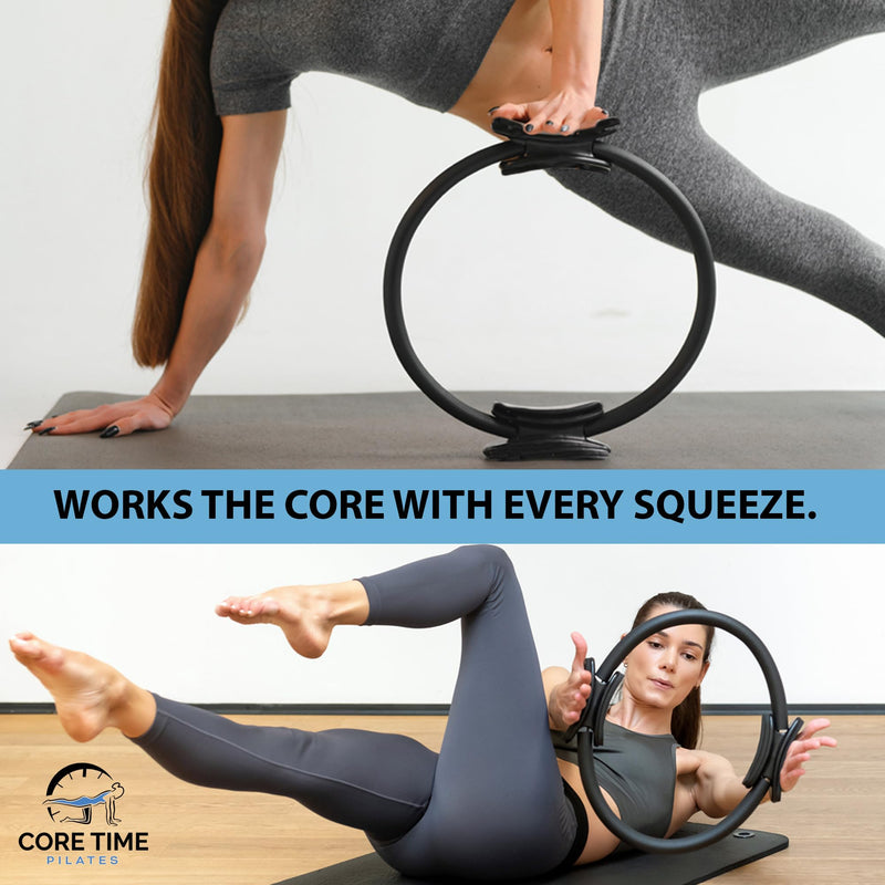 Pilates Ring - 14 inch Exercise Ring - Guide and Carry Bag - Resistance Band- Pilates Kit for Women- Pilates Cirlce Set- Magic Circle-Exercise Ring for Thigh Workout- glute Workout.