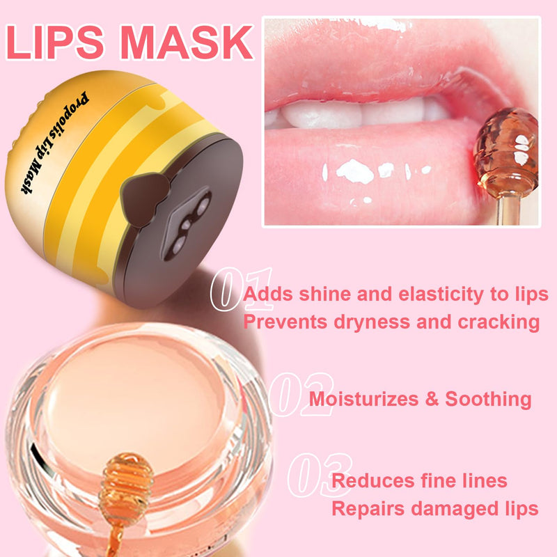 Clouds Bee Propolis Vanilla Lip Balm ‚Äì Hydrating & Moisturizing Overnight Lip Sleeping Mask, Exfoliating Lip Treatment with Bee Extracts, Natural Care for Dry Lips, Honey Pot Design