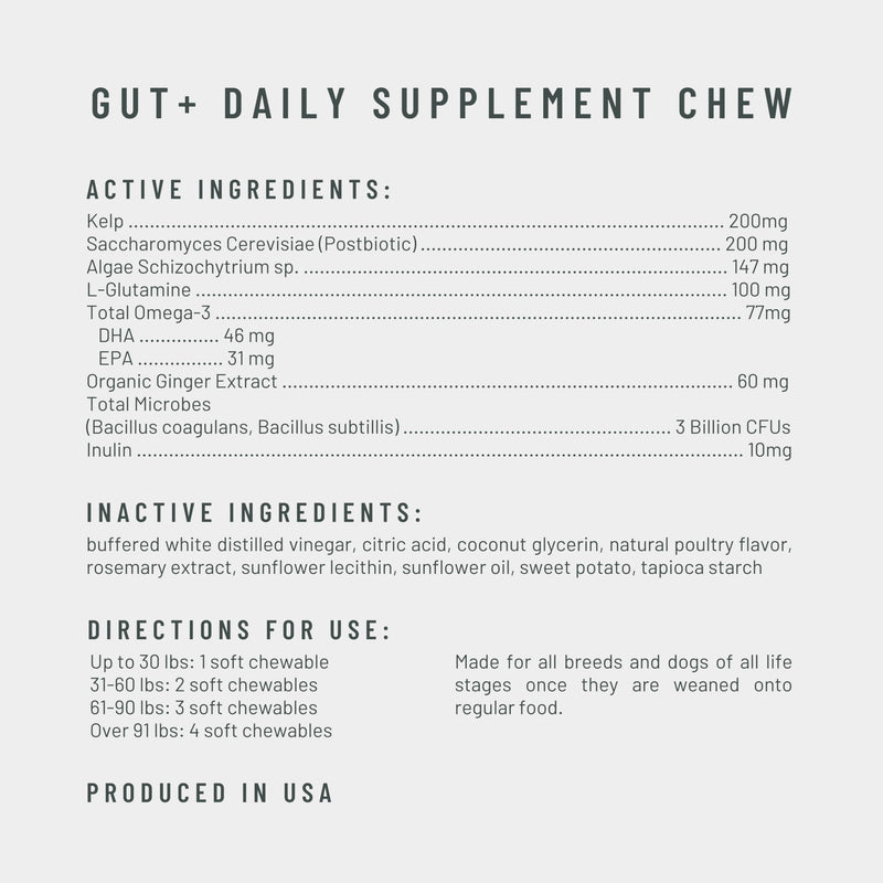 Get Joy Gut+ Probiotic Chews for Dogs, 90 Soft Chews, Chicken Flavor, Supports Digestive Health & Immunity, with Pre, Pro & Postbiotics, PhD Animal Nutritionist Formulated, Produced in USA Gut+ - PawsPlanet Australia