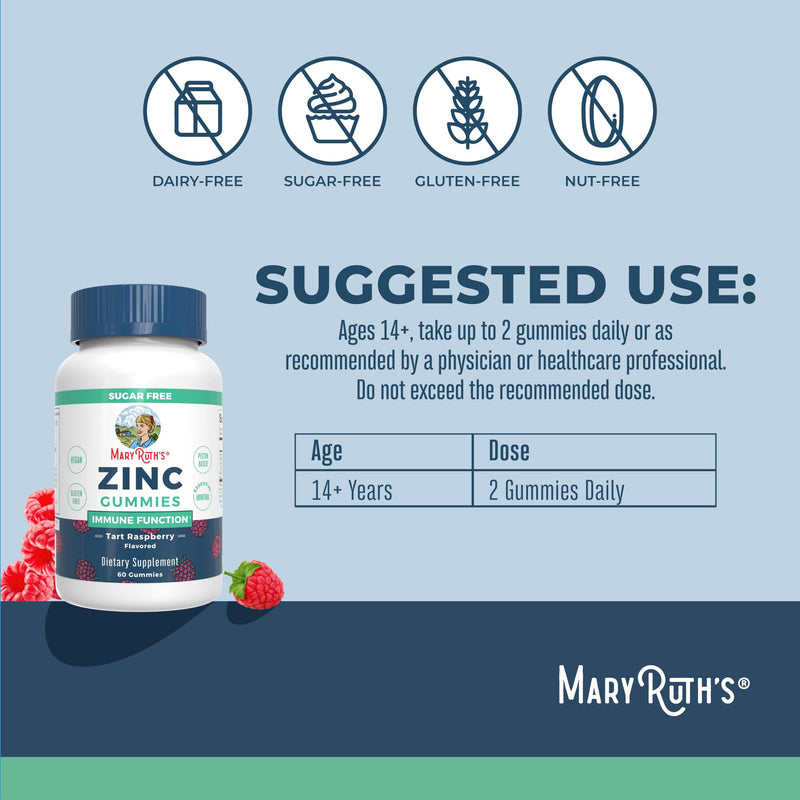 MaryRuth's Zinc Gummies, Zinc Supplements, Vegan, Pectin Based, 30 Servings | Essential Mineral, Pectin Based, Overall Health & Wellness, Vegan, Non GMO