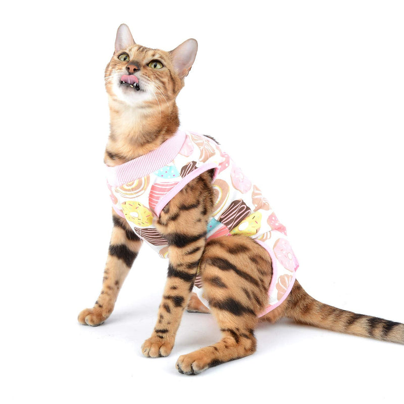 SELMAI Medical Pet Shirt Cat Bodysuit for Dogs After Surgery Dog Castration Soft Cotton E-Collar Alternative for Pets Nursing Clothing Wound Protection Prevent Licking Skin Diseases Pink L donut - BeesActive Australia