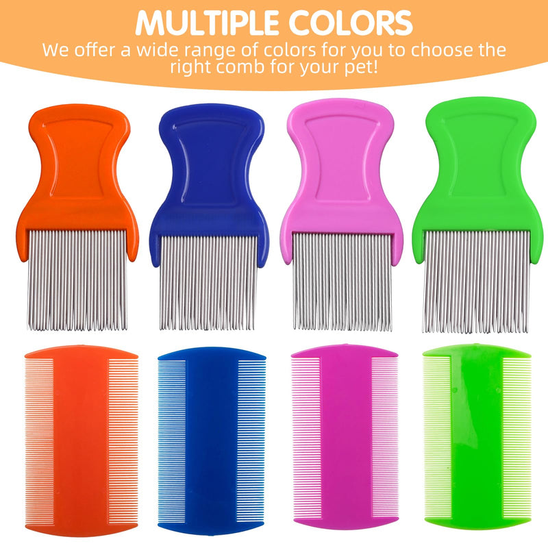 HESSION 6 Pack Flea Lice Combs Removal Dandruff Comb with Metal Teeth Double Sided Fine Combs Metal Teeth Flea Lice Combs for Pets Kids Adults (Random) Random - BeesActive Australia