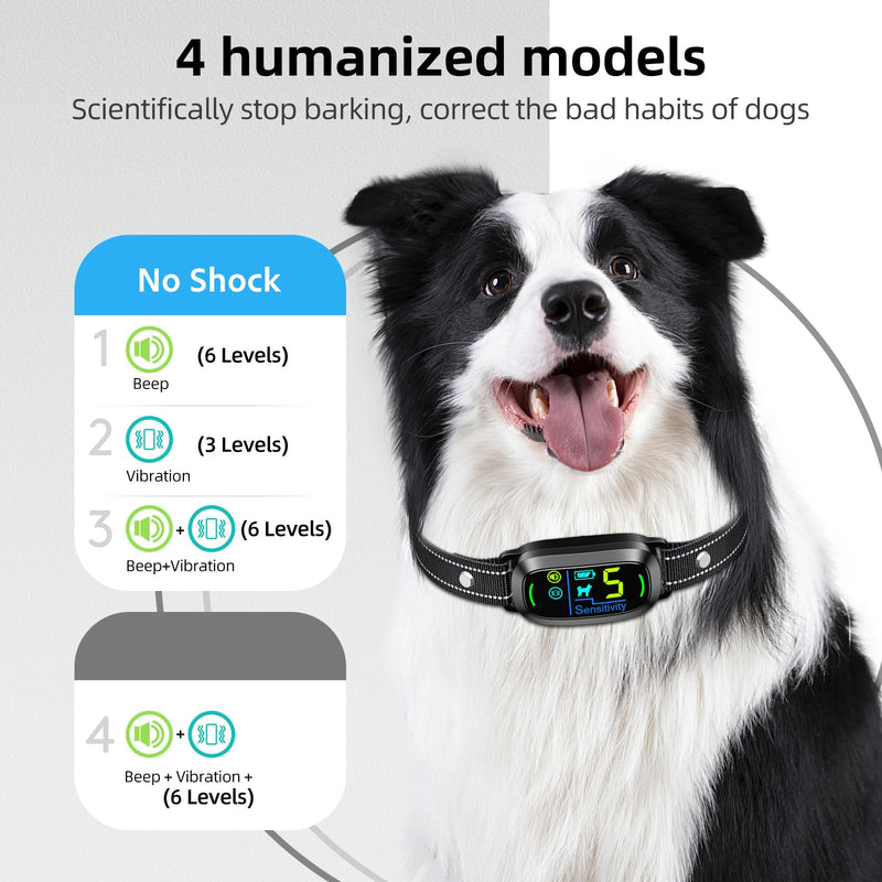 Dog Bark Collar, Rechargeable Smart Collar, Anti Barking Training Collar with 5 Adjustable Sensitivity Beep Vibration, Bark Collar for Large Medium Small Dogs (Black) Black - BeesActive Australia