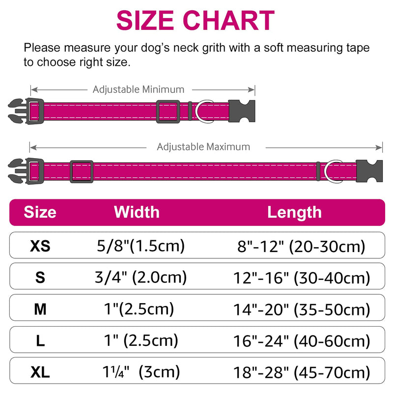 Joytale Reflective Dog Collar,Soft Neoprene Padded Breathable Nylon Pet Collar Adjustable for Large Dogs,Hotpink,L Large (Pack of 1) Hotpink - BeesActive Australia