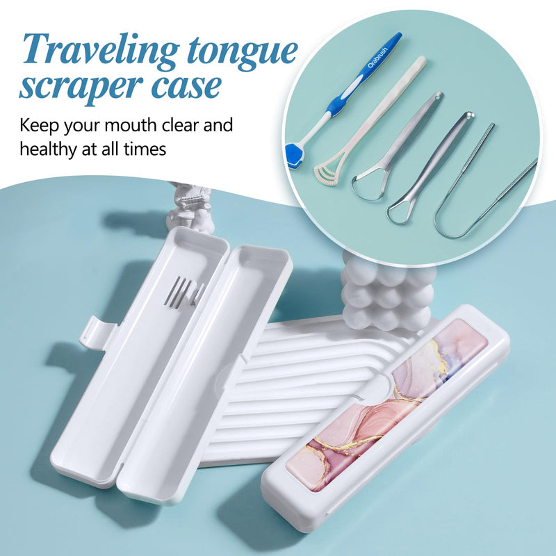 Toothbrush Travel Case, Convenient Colorful Pattern Travel Toothbrush Case and Travel Toothbrush Holder, Toothbrush Covers and Toothbrush Holders Travel ，Travel Tongue Scraper Case Pink Marble Small - BeesActive Australia