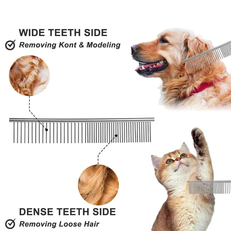 YINGFAN Dog Comb, Stainless Steel Dematting Comb for Dogs and Cats, Metal Dog Comb Removes for Knots and Tangled Hair (6.3 inches) 16 Silver - BeesActive Australia
