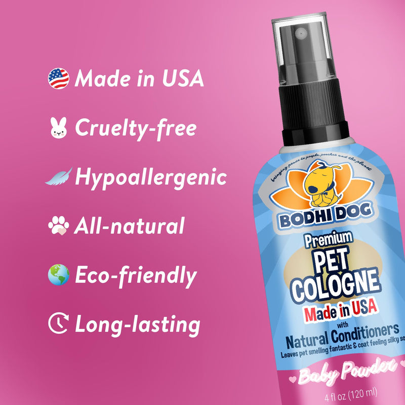 Bodhi Dog Natural Dog Cologne | Premium Scented Deodorizing Body Spray for Dogs & Cats | Dog Perfume w/Natural Dog Conditioner (Baby Powder, 4 Fl Oz) Baby Powder 4 Fl Oz (Pack of 1) - BeesActive Australia