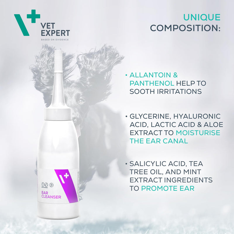 Vet Expert Ear Cleaner for Dogs and Cats – Ear Drops to Stop Ear Wax Build up, Ear Discomfort, Smelly Ear Odours and Ear scratching 75ml